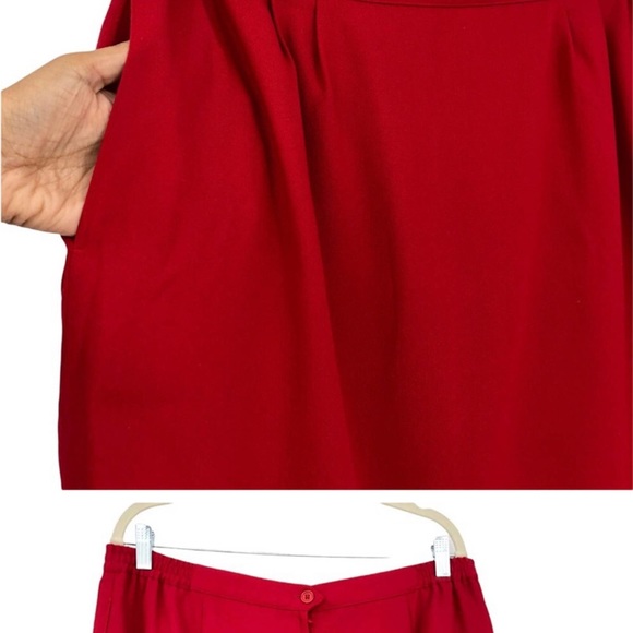 Executive Collection Red Bow Two Piece Dress Suit Jacket and Skirt - Picture 3 of 7